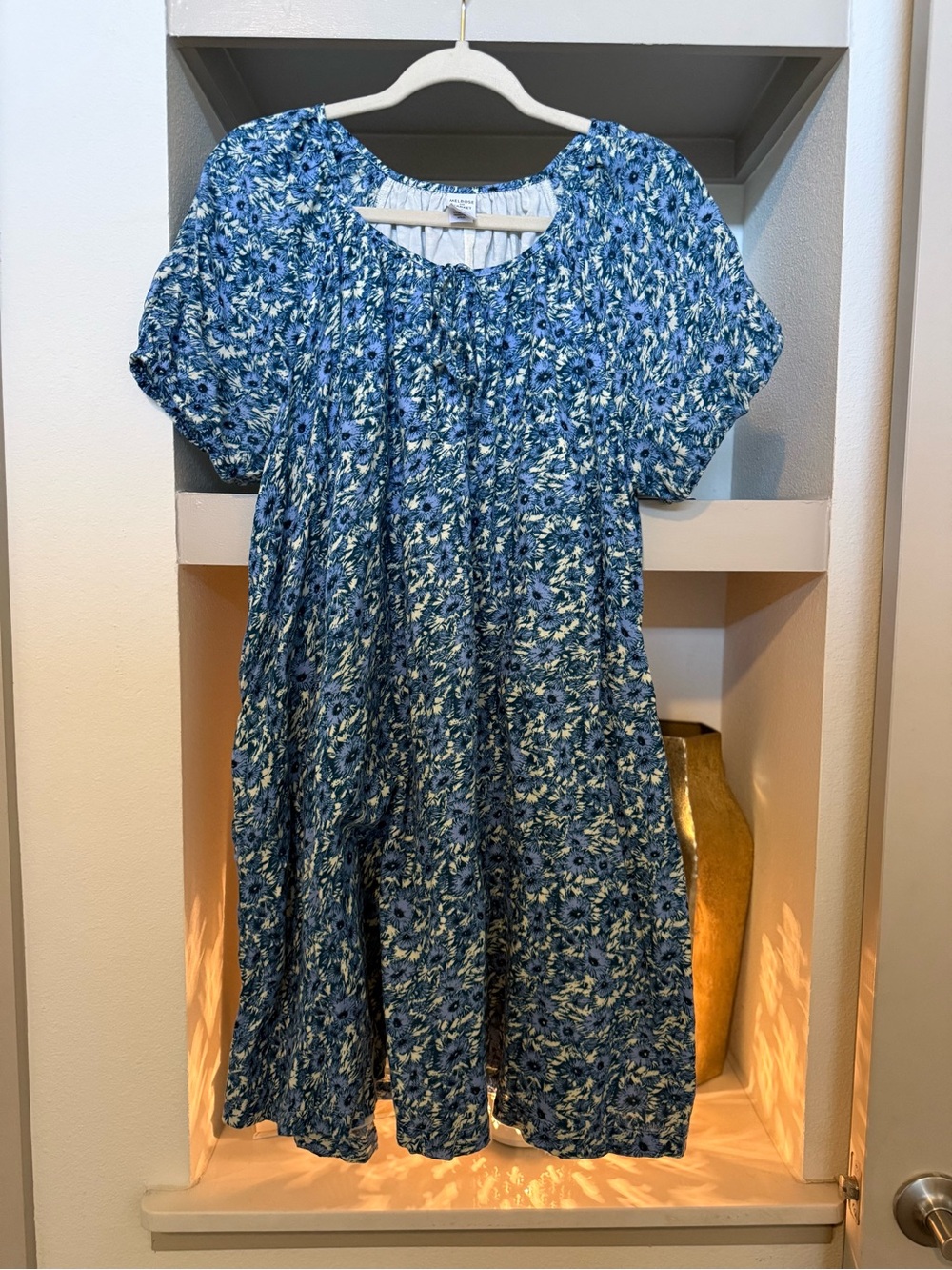 Melrose and Market Blue Printed Puff-Sleeve Casual Dress